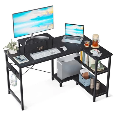 ODK 47 Inch Compact L Shaped Desk For Apartment, Living Room, Bedroom, Or Office With Storage Shelves, Headphone Hook, And Monitor Stand 6 ODK 47 Inch Compact L Shaped Desk For Apartment, Living Room, Bedroom, Or Office With Storage Shelves, Headphone Hook, And Monitor Stand - Image 6