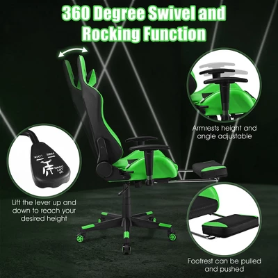 Costway Massage Gaming Chair Reclining Racing Office Computer Chair With Footrest WhiteBluePinkRed 6 Costway Massage Gaming Chair Reclining Racing Office Computer Chair With Footrest WhiteBluePinkRed - Image 6