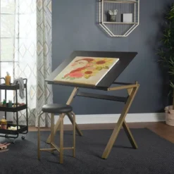 2pc Stellar Drawing Table With 36" Adjustable Top With Stool Set Black/Gold - Studio Designs 32 2pc Stellar Drawing Table With 36" Adjustable Top With Stool Set Black/Gold - Studio Designs -WorkHaven Sales Shop GUEST f04d874f 9fe4 4ee2 94ff 73c77c3c6e1d