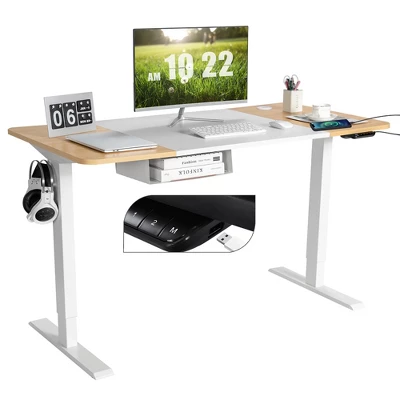 55''x28'' Electric Standing Desk Adjustable Sit To Stand Table W/USB Port WhiteNatural 10 55''x28'' Electric Standing Desk Adjustable Sit To Stand Table W/USB Port WhiteNatural - Image 10