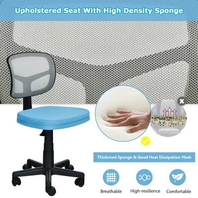 Costway Armless Office Chair Adjustable Swivel Computer Mesh Desk Chair GreenBlueGray 5 Costway Armless Office Chair Adjustable Swivel Computer Mesh Desk Chair GreenBlueGray - Image 5