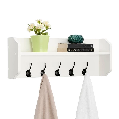 25" X 9" Entryway Floating Utility Wall Shelf With Hooks White - Danya B. 10 25" X 9" Entryway Floating Utility Wall Shelf With Hooks White - Danya B. - Image 10