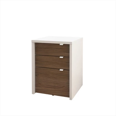 Liber - T 2 Reversible Desk Panels With 3 Drawer Filing Cabinet White/Walnut - Nexera 2 Liber - T 2 Reversible Desk Panels With 3 Drawer Filing Cabinet White/Walnut - Nexera - Image 2