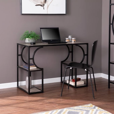 Vikrin Writing Desk With Storage Natural/Black - Aiden Lane 4 Vikrin Writing Desk With Storage Natural/Black - Aiden Lane - Image 4
