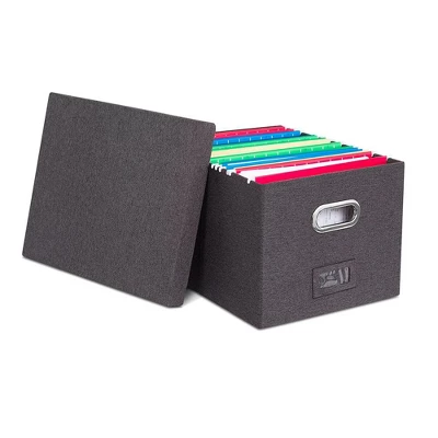 Internet's Best 2-Pack Collapsible File Storage Organizer With Lid - Charcoal 4 Internet's Best 2-Pack Collapsible File Storage Organizer With Lid - Charcoal - Image 4