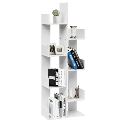 Costway 8-Tier Bookshelf Bookcase W/8 Open Compartments Space-Saving Storage Rack White/Black 11 Costway 8-Tier Bookshelf Bookcase W/8 Open Compartments Space-Saving Storage Rack White/Black - Image 11
