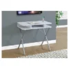 White Top Computer Desk - Silver Metal - EveryRoom