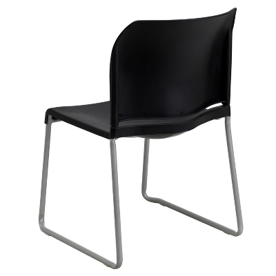 Emma And Oliver Home And Office Guest Chair Black Full Back Contoured Sled Base Stack Chair 6 Emma And Oliver Home And Office Guest Chair Black Full Back Contoured Sled Base Stack Chair - Image 6