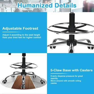 Costway Mesh Drafting Chair Mid Back Office Chair Adjustable Height Flip-Up Arm Black 9 Costway Mesh Drafting Chair Mid Back Office Chair Adjustable Height Flip-Up Arm Black - Image 9