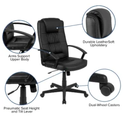 Flash Furniture Biscayne Flash Fundamentals High Back Black LeatherSoft-Padded Task Office Chair With Arms 23 Flash Furniture Biscayne Flash Fundamentals High Back Black LeatherSoft-Padded Task Office Chair With Arms -WorkHaven Sales Shop GUEST f5e094f7 5eca 4f18 a5eb 67714eeb316e