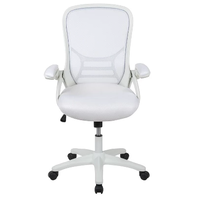 Flash Furniture Porter High Back White Mesh Ergonomic Swivel Office Chair With White Frame And Flip-up Arms 2 Flash Furniture Porter High Back White Mesh Ergonomic Swivel Office Chair With White Frame And Flip-up Arms - Image 2