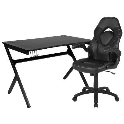 Flash Furniture Gaming Desk And Racing Chair Set With Cup Holder, Headphone Hook & 2 Wire Management Holes 14 Flash Furniture Gaming Desk And Racing Chair Set With Cup Holder, Headphone Hook & 2 Wire Management Holes - Image 14