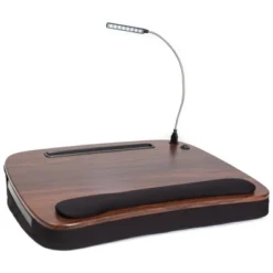 Sofia + Sam Multi Tasking Memory Foam Lap Desk With USB Light ( Brown Wood Top)