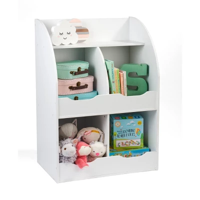 Badger Basket 4 Bin Storage Cubby With Bookshelf White 4 Badger Basket 4 Bin Storage Cubby With Bookshelf White - Image 4