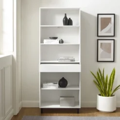 72.5" Mid-Century Modern 1 Drawer Angled Bookshelf - Saracina Home 20 72.5" Mid-Century Modern 1 Drawer Angled Bookshelf - Saracina Home -WorkHaven Sales Shop GUEST f7b3e476 2294 4b33 8431 b32d58501d00