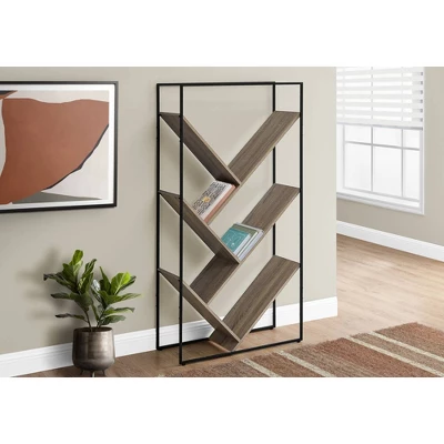 60.25" 5 Shelf Slanted Mix Material Bookcase - EveryRoom 1 60.25" 5 Shelf Slanted Mix Material Bookcase - EveryRoom