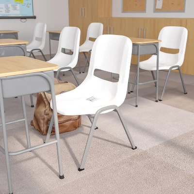 Emma And Oliver White Ergonomic Shell Student Stack Chair - Classroom Chair / Office Guest Chair 1 Emma And Oliver White Ergonomic Shell Student Stack Chair - Classroom Chair / Office Guest Chair