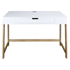 Neorustic Smart Desk With USB Ports White/Natural - Flora Home