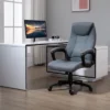 Vinsetto Ergonomic Home Office Chair Desk Computer Chair With 360° Swivel, Adjustable Height, Linen Fabric, Padded Armrests And Headrest, Gray