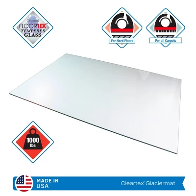 36"x42" Glass Heavy Duty Chair Mat For Hard Floors & Carpets Rectangular Clear - Floortex 1 36"x42" Glass Heavy Duty Chair Mat For Hard Floors & Carpets Rectangular Clear - Floortex