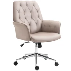 Vinsetto Modern Mid-Back Tufted Velvet Fabric Home Office Desk Chair With Adjustable Height, Swivel Adjustable Task Chair With Armrests, Light Gray -WorkHaven Sales Shop GUEST fc4879fa 64c3 4890 b3b5 c7dc3fab11a7