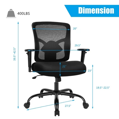 Costway 400LBS Mesh Big & Tall Office Chair Swivel Task Chair W/ Lumbar Support 1 Costway 400LBS Mesh Big & Tall Office Chair Swivel Task Chair W/ Lumbar Support