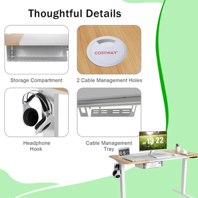 55''x28'' Electric Standing Desk Adjustable Sit To Stand Table W/USB Port WhiteNatural 8 55''x28'' Electric Standing Desk Adjustable Sit To Stand Table W/USB Port WhiteNatural - Image 8