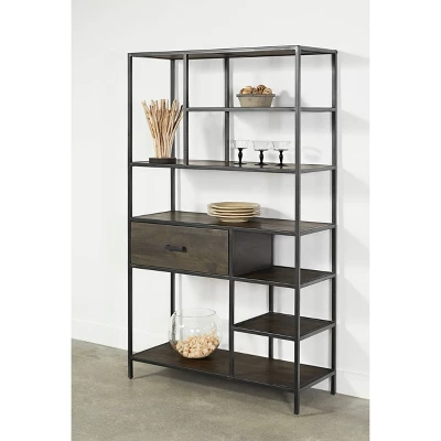 70" Lemuel 1 Drawer Bookcase Gray - Treasure Trove Accents 3 70" Lemuel 1 Drawer Bookcase Gray - Treasure Trove Accents - Image 3