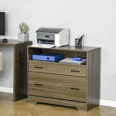 Vinsetto Lateral File Cabinet With Shelf, Office Storage Cabinet With 2 Drawers, Fits Letter Sized Papers, Charcoal Gray 2 Vinsetto Lateral File Cabinet With Shelf, Office Storage Cabinet With 2 Drawers, Fits Letter Sized Papers, Charcoal Gray - Image 2