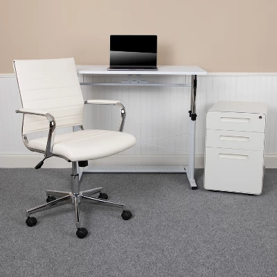 Emma And Oliver Work From Home Kit-Adjustable Desk, LeatherSoft Office Chair, Filing Cabinet 1 Emma And Oliver Work From Home Kit-Adjustable Desk, LeatherSoft Office Chair, Filing Cabinet