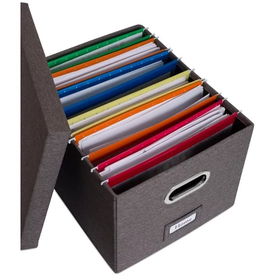 Internet's Best 2-Pack Collapsible File Storage Organizer With Lid - Grey 7 Internet's Best 2-Pack Collapsible File Storage Organizer With Lid - Grey - Image 7