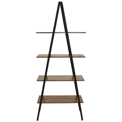 Sunnydaze Decor Sunnydaze 4-Shelf Industrial-Style Ladder Bookshelf - MDP With Powder-Coated Steel Frame - Brown 8 Sunnydaze Decor Sunnydaze 4-Shelf Industrial-Style Ladder Bookshelf - MDP With Powder-Coated Steel Frame - Brown - Image 8