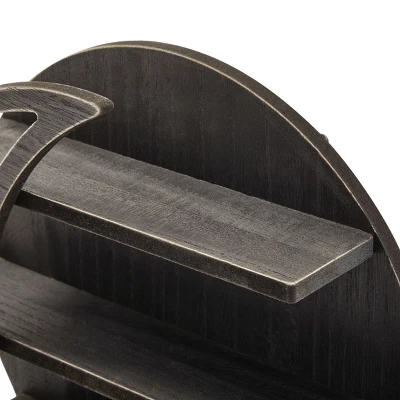 Farmlyn Creek Wooden Crescent Moon Wall Shelf, Rustic Wall Home Decor For Crystals & Essential Oils, Black, 12 X 12 X 3 In 2 Farmlyn Creek Wooden Crescent Moon Wall Shelf, Rustic Wall Home Decor For Crystals & Essential Oils, Black, 12 X 12 X 3 In - Image 2