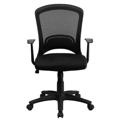 Emma And Oliver Mid-Back Designer Black Mesh Swivel Task Office Chair With Arms 8 Emma And Oliver Mid-Back Designer Black Mesh Swivel Task Office Chair With Arms - Image 8