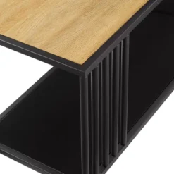 55.5" Modern 4 Shelf With Metal Bar Room Divider Bookcase Coastal Oak/Black - Saracina Home 13 55.5" Modern 4 Shelf With Metal Bar Room Divider Bookcase Coastal Oak/Black - Saracina Home -WorkHaven Sales Shop GUEST ffa6e104 97bb 4319 b27b 600bbe750d80